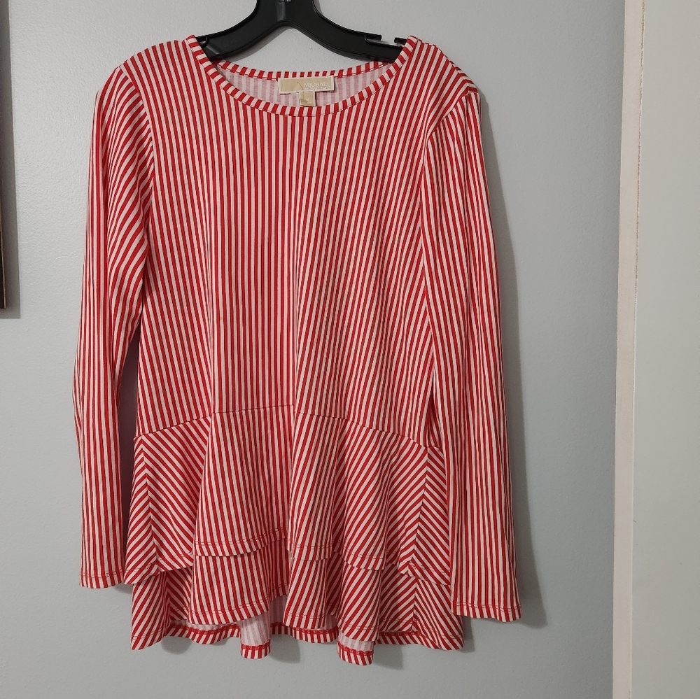 4 for $40 NWOT Michael Kors Women's Red and White Blouse Size Medium